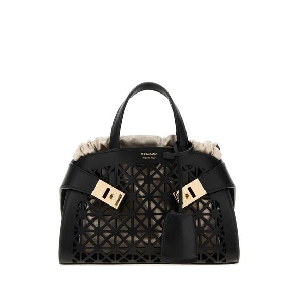 FERRAGAMO Handbags - Salvatore Ferragamo Women Black Leather Mini Hug Handbag